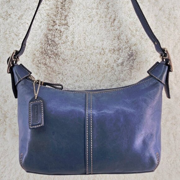 COACH 9564 Blue Leather Legacy Demi Hobo Shoulder Bag Convertible Strap Vintage - Picture 3 of 16